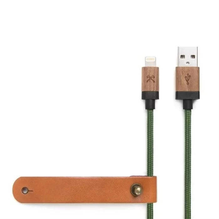 Woodcessories EcoCable Lightning Ladekabel Walnuss/Grün 1.2m 4 Woodcessories EcoCable Lightning Ladekabel Walnuss/Grün 1.2m – Bild 2